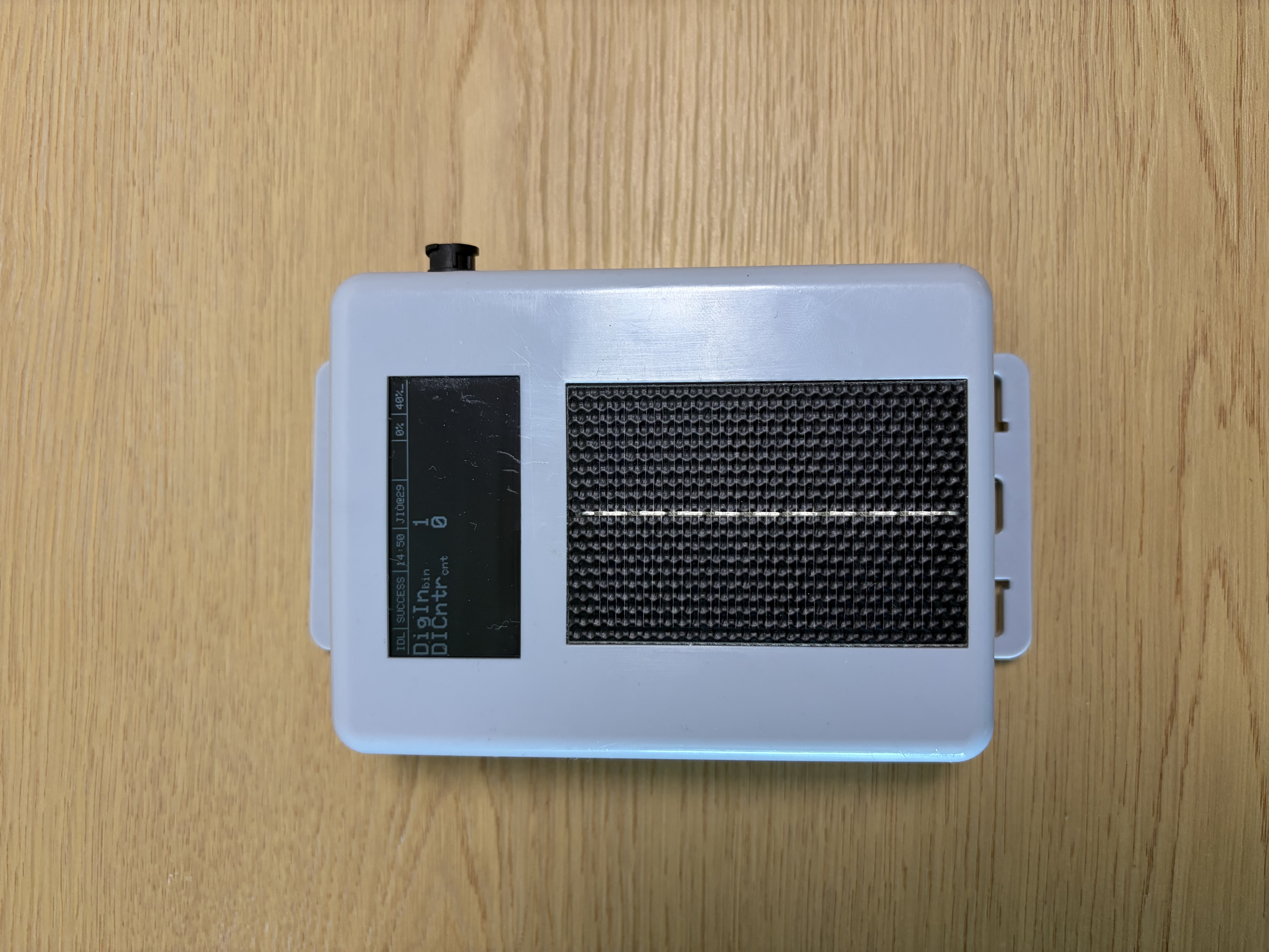 F200 display and solar panel close-up